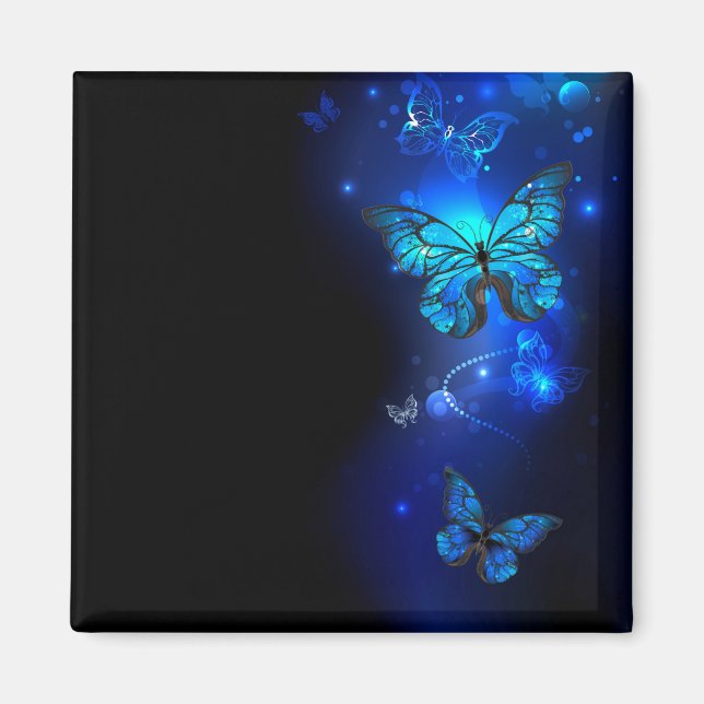 Morpho-Schmetterling im dunklen Hintergrund Magnet (Vorne)