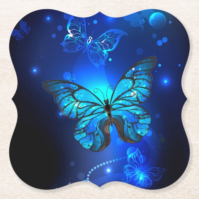Morpho-Schmetterling im dunklen Hintergrund Untersetzer (Vorderseite)