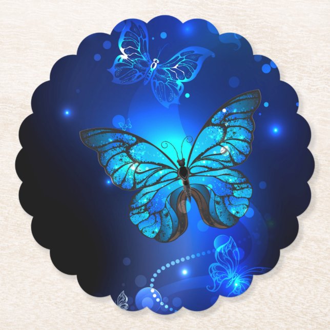Morpho-Schmetterling im dunklen Hintergrund Untersetzer (Vorderseite)