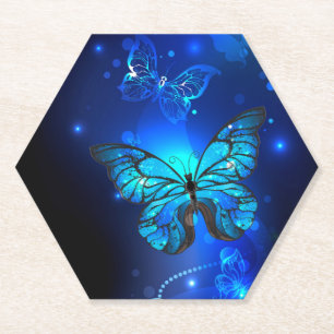 Morpho-Schmetterling im dunklen Hintergrund Untersetzer