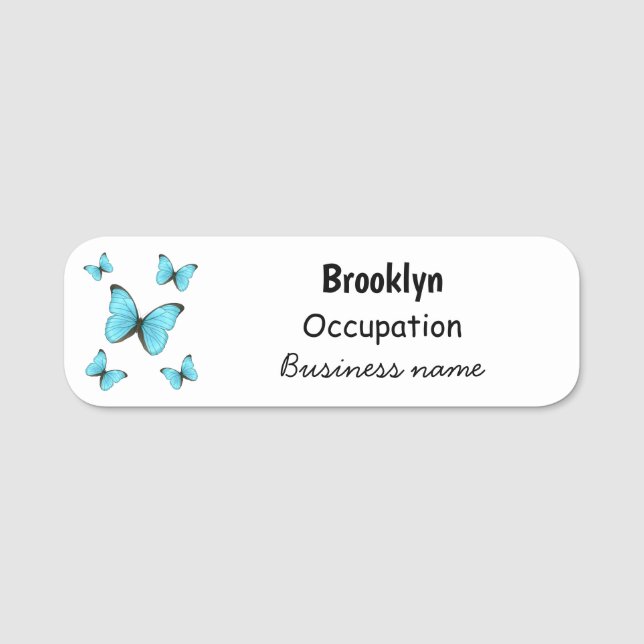 Morpho-Schmetterlinge Cartoon-Abbildung Namensschild (Vorderseite)