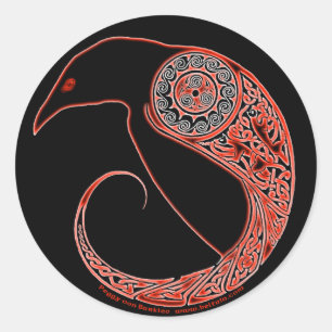 Morrigan Celtic Raven Stickers, Black Runder Aufkleber