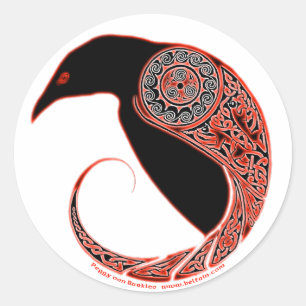 Morrigan Celtic Raven Stickers, weiß Runder Aufkleber