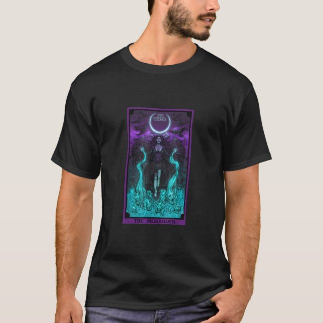 Morrigan Death Gothic Pagan Hexe Triple Moon T-Shirt (Vorderseite)
