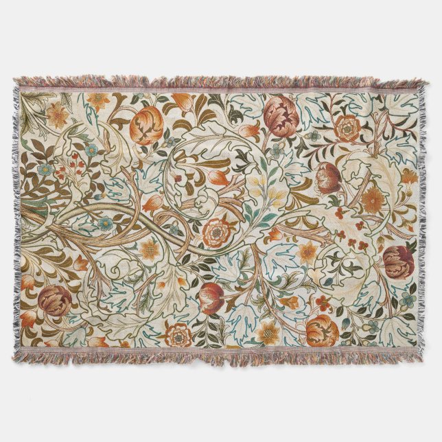 Morris Acanthus Floral Crewel Stickerei Muster Decke (Vorderseite)