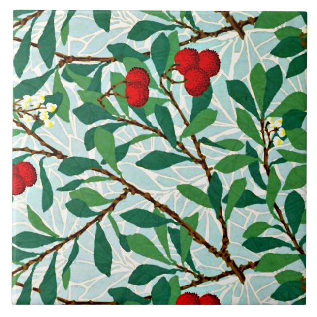 Morris - Arbatus, beerrot, berühmtes Muster Fliese (Vorderseite)