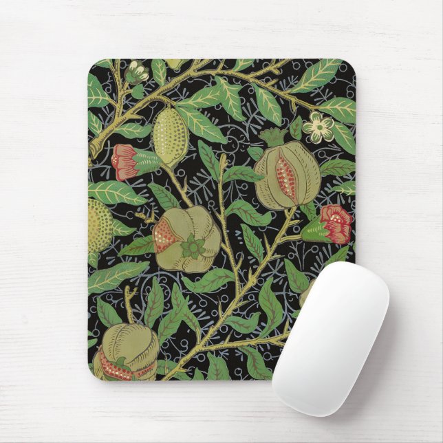 Morris Black Background Antique Pomegrana Muster Mousepad (Mit Mouse)