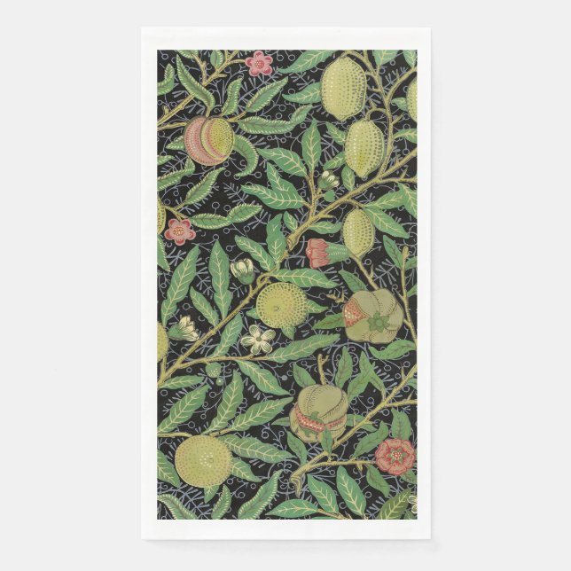 Morris Black Background Antique Pomegrana Muster Serviette (Vorderseite)