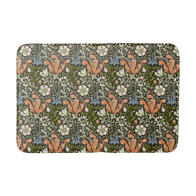 Morris BlackBackground 1896 Compton Floral Pattern Badematte (Vorderseite)