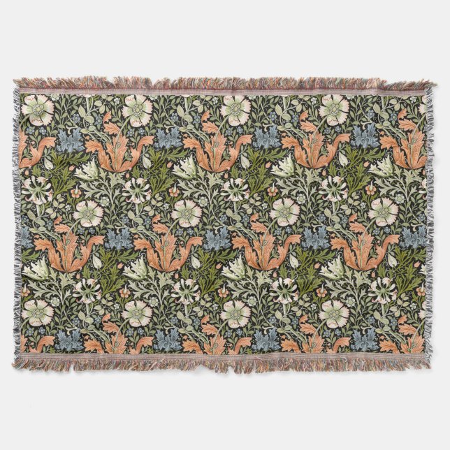 Morris BlackBackground 1896 Compton Floral Pattern Decke (Vorderseite)