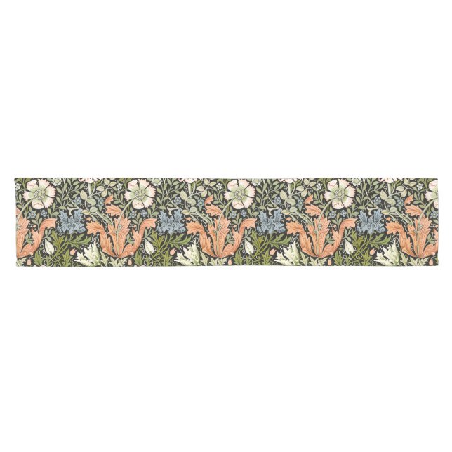 Morris BlackBackground 1896 Compton Floral Pattern Kurzer Tischläufer (Horizontal)