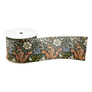 Morris BlackBackground 1896 Compton Floral Pattern Satinband