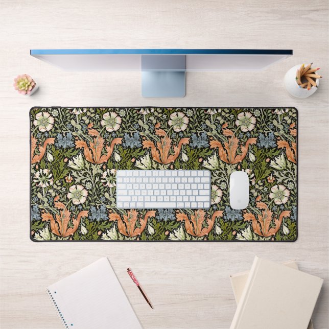 Morris BlackBackground 1896 Compton Floral Pattern Schreibtischunterlage (Büro 1)