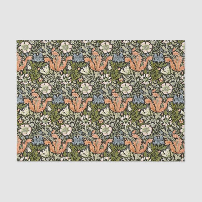 Morris BlackBackground 1896 Compton Floral Pattern Seidenpapier (Vorderseite)