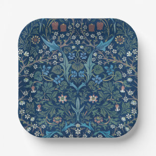 Morris Blau Hintergrund Vintage Blackthorn Muster Pappteller