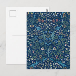 Morris Blau Hintergrund Vintage Blackthorn Muster Postkarte