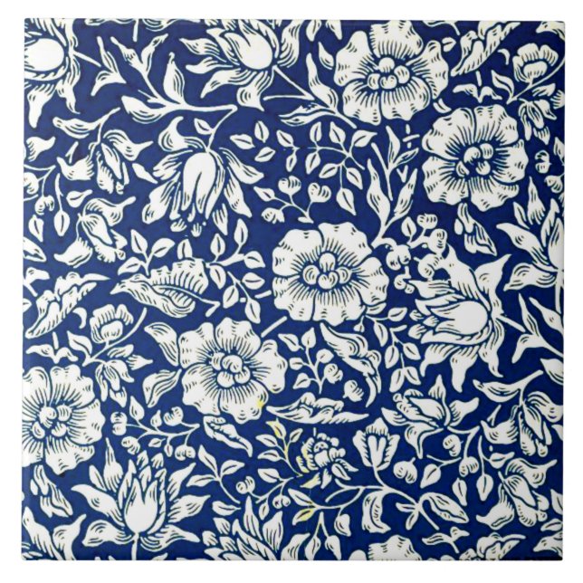 Morris - Blaue Malve Fliese (Vorderseite)