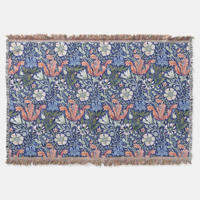 Morris Blue Background 1896 Compton Floral Pattern Decke (Vorderseite)