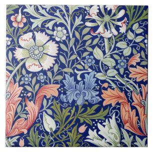 Morris Blue Background 1896 Compton Floral Pattern Fliese