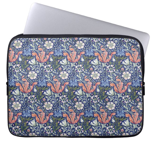 Morris Blue Background 1896 Compton Floral Pattern Laptopschutzhülle (Vorderseite)