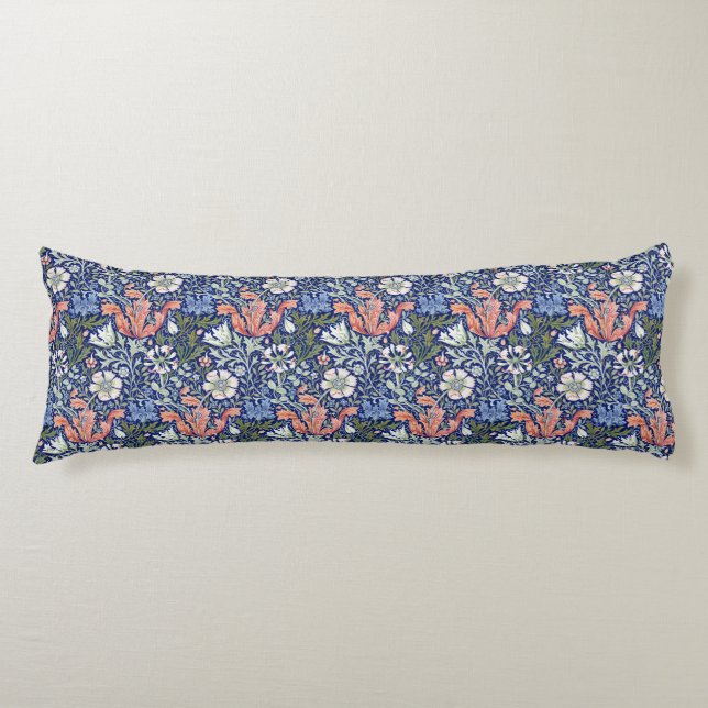 Morris Blue Background 1896 Compton Floral Pattern Seitenschläferkissen (Vorderseite)