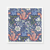 Morris Blue Background 1896 Compton Floral Pattern