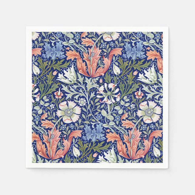 Morris Blue Background 1896 Compton Floral Pattern Serviette (Vorderseite)