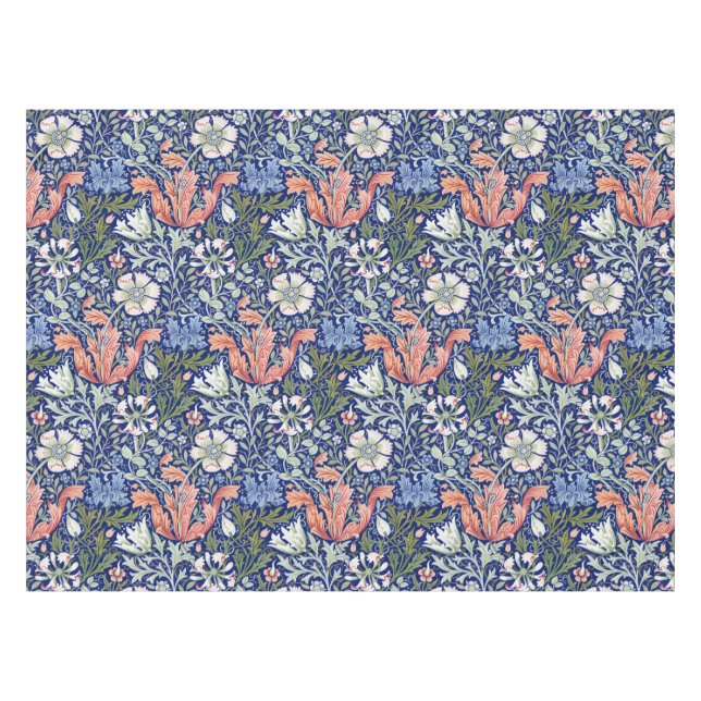 Morris Blue Background 1896 Compton Floral Pattern Tischdecke (Vorderseite (Horizontal))