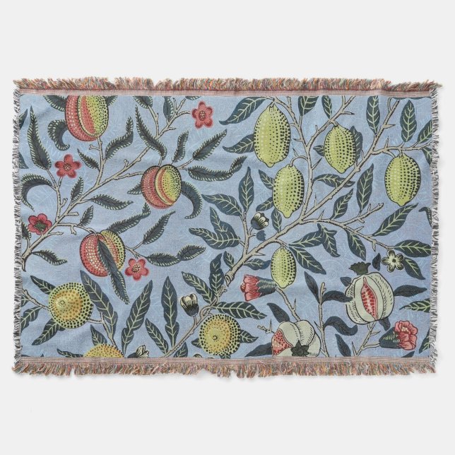 Morris Blue Background Antique Pomegrana Muster Decke (Vorderseite)