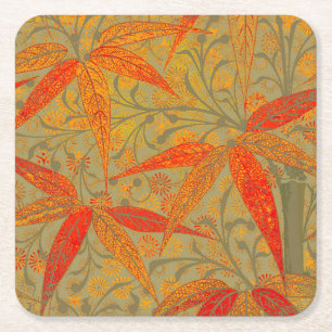 Morris & Co. Bambus-Muster Godwin Orange und Salbe Rechteckiger Pappuntersetzer