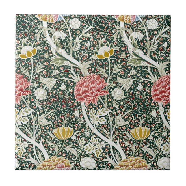 Morris Cray Vintag Blossom Blumendesign Green Fliese (Vorderseite)