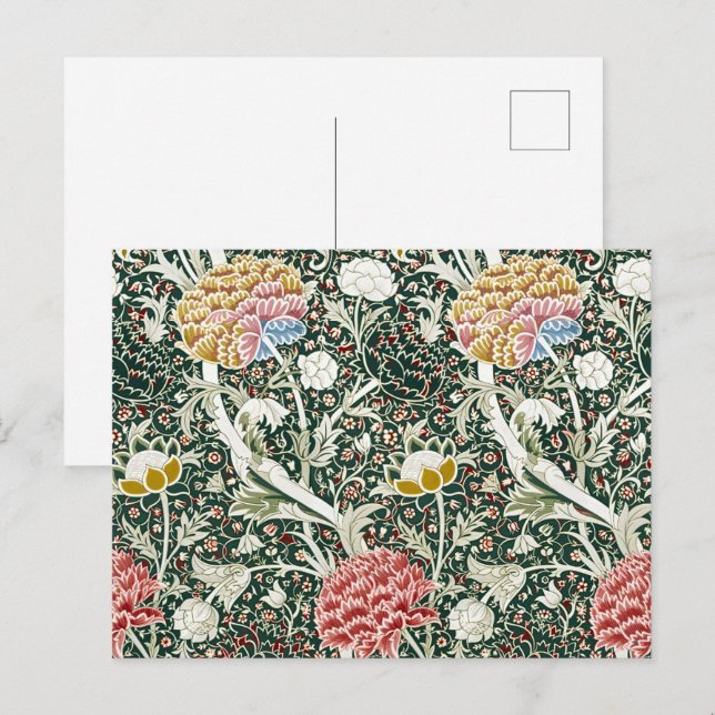 Morris Cray Vintag Blossom Blumendesign Green Postkarte (Vorne/Hinten)