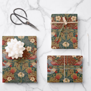 Morris - Erdbeer-Dieb #2 Blumenmuster Geschenkpapier Set