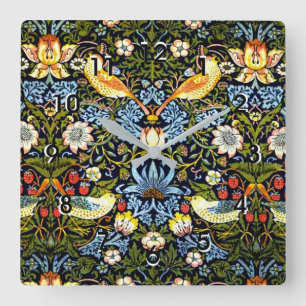 Morris - Erdbeerdieb, berühmtes Design Quadratische Wanduhr