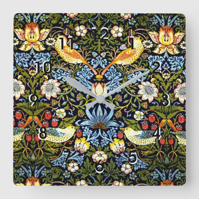 Morris - Erdbeerdieb, berühmtes Design Quadratische Wanduhr (Vorderseite)