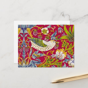 Morris Erdbeerdieb Himbeerrot-Lime Floral Postkarte