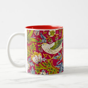 Morris Erdbeerdieb Himbeerrot-Limonengrün-Blumenmu Zweifarbige Tasse