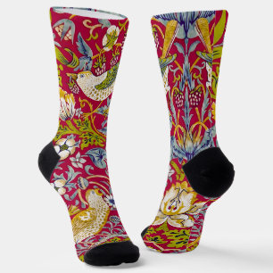Morris Erdbeerdieb Himbeerrot-Limonengrün Floral Socken
