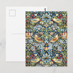 Morris - Erdbeeren-Dieb-Muster für Vögel und Blume Postkarte