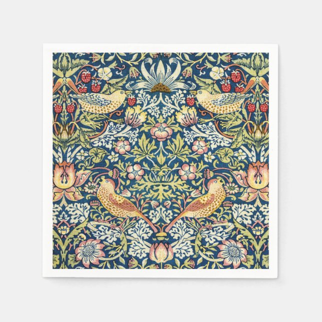 Morris - Erdbeeren-Dieb-Muster für Vögel und Blume Serviette (Vorderseite)