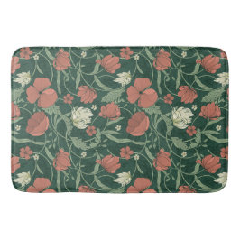 Morris Garden Green & Red Floral Badematte