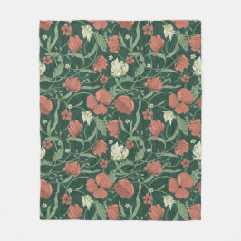 Morris Garden Green & Red Floral Badetuch Set Fleecedecke