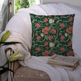 Morris Garden Green & Red Floral Kissen