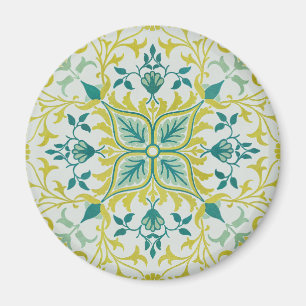 Morris Gelb Türkis Reben- und Blumenmuster Magnet
