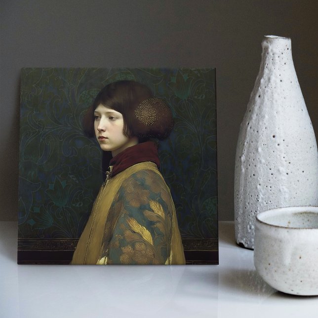 Morris Gold Green Art Nouveau Portrait Lily Fliese (Von Creator hochgeladen)