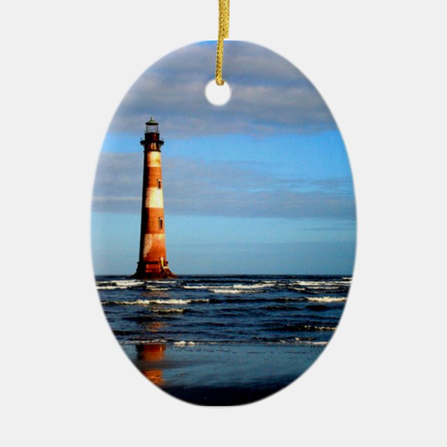 Morris-Insel-Leuchtturm-Unsinnigkeits-Strand Keramikornament (Vorne)