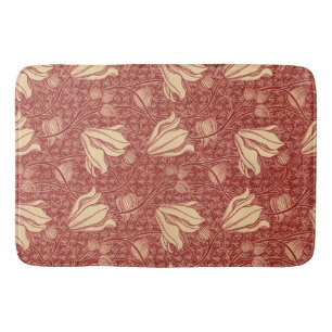 Morris Inspiriert Lily Blume Botanical Red Textile Badematte