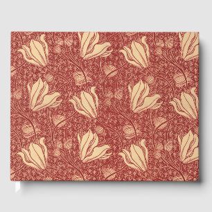 Morris Inspiriert Lily Blume Botanical Red Textile Gästebuch
