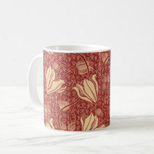 Morris Inspiriert Lily Blume Botanical Red Textile Kaffeetasse
