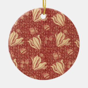 Morris Inspiriert Lily Blume Botanical Red Textile Keramik Ornament